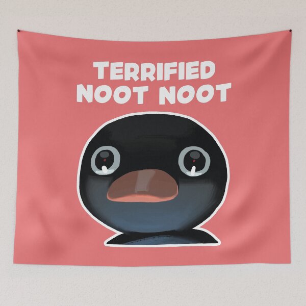 Item preview, Terrified Noot Noot Pingu Meme (Coral Pink BG) designed and sold by FilipeFerreira.