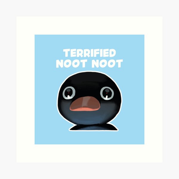 Vista previa del artículo con la obra «Meme Noot Noot Pingu aterrorizado (BG azul claro)», diseñado y vendido por FilipeFerreira.