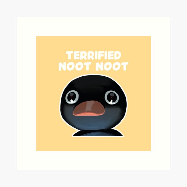 Vista previa del artículo con la obra «Meme aterrorizado de Noot Noot Pingu (amarillo BG)», diseñado y vendido por FilipeFerreira.