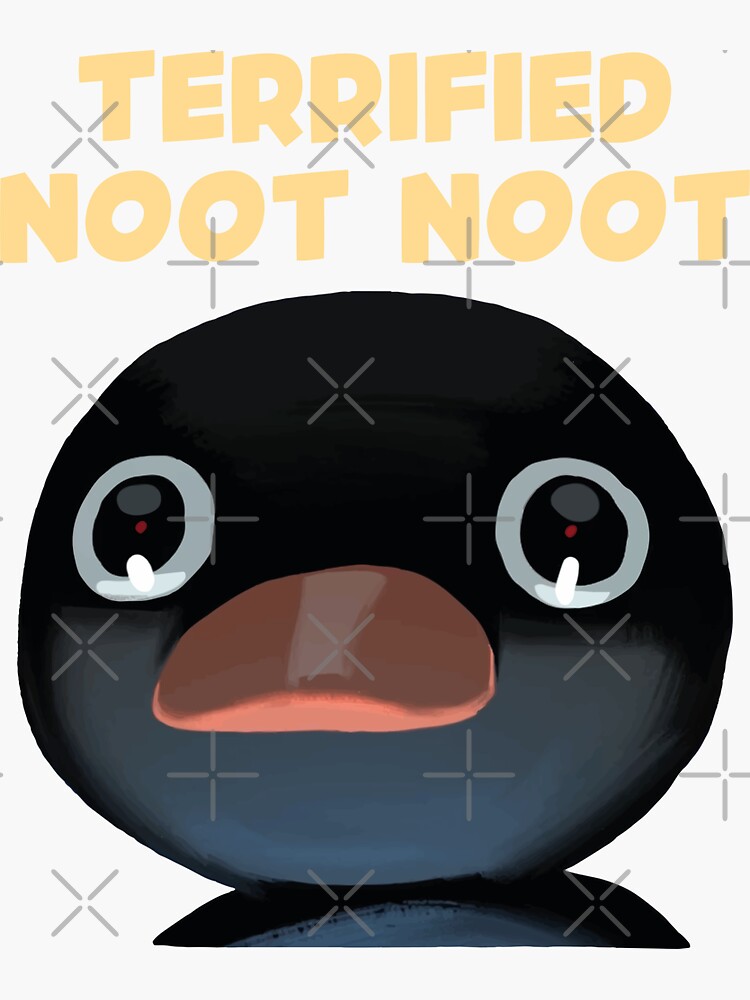Terrified Noot Noot Pingu Meme (Yellow BG) | Sticker