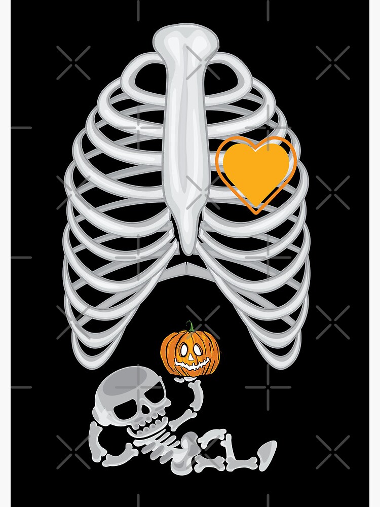 Pregnant Xray Halloween Baby Broom Witch Skeleton - Halloween - Greenturtle