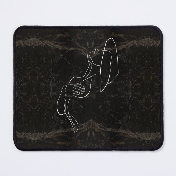 Item preview, Black Gold White Female Body Silhouette Continuous Line Drawing on Marble Texture Pattern designed and sold by LaceySkies.