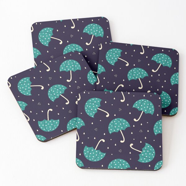 Item preview, Love Rain Rainy Day Weather Umbrella Pattern Dark Blue Teal Hearts And Raindrops Cute Seamless Pattern designed and sold by Stephen Scharf.