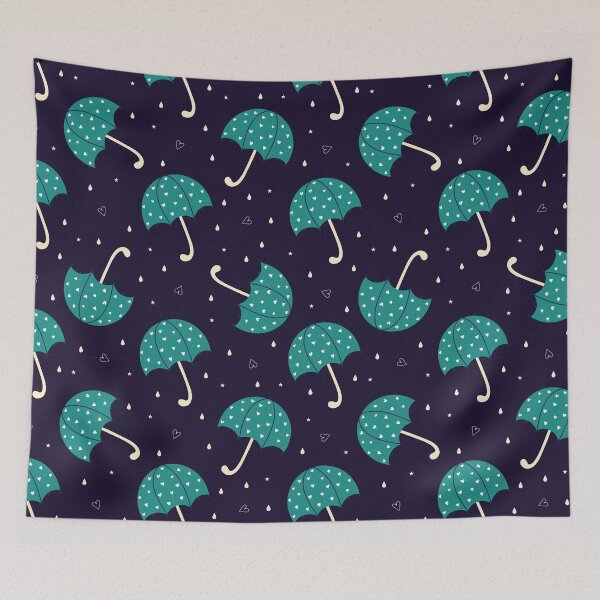 Item preview, Love Rain Rainy Day Weather Umbrella Pattern Dark Blue Teal Hearts And Raindrops Cute Seamless Pattern designed and sold by Stephen Scharf.