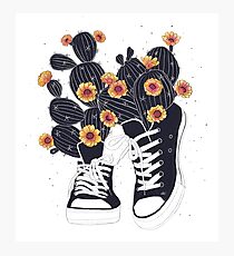 Sneakers with cactus Photographic Print