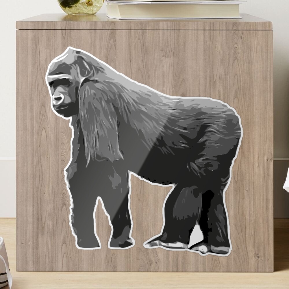 Gorilla Wall Crack Decal Peel & Stick Silverback Gorilla Wall Art Deco