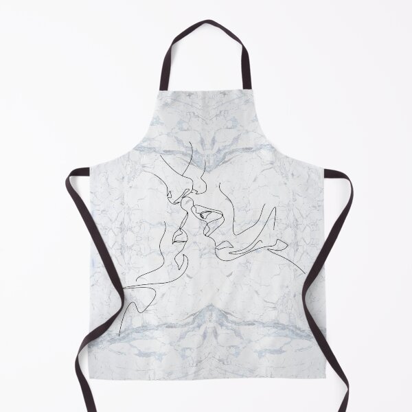 Item preview, White Black Couple Kiss Lips Continuous Line Drawing on Marble Texture Pattern designed and sold by LaceySkies.