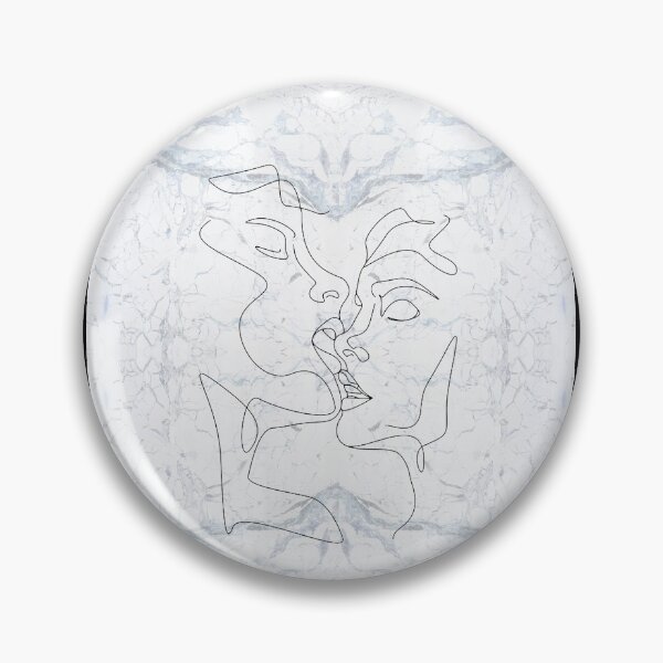 Artikelvorschau, White Black Couple Kiss Lips Continuous Line Drawing on Marble Texture Pattern  entworfen und verkauft von LaceySkies.