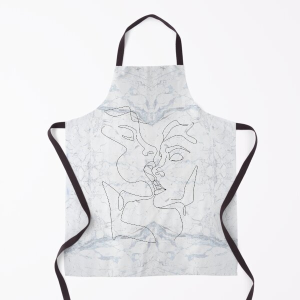 Item preview, White Black Couple Kiss Lips Continuous Line Drawing on Marble Texture Pattern designed and sold by LaceySkies.