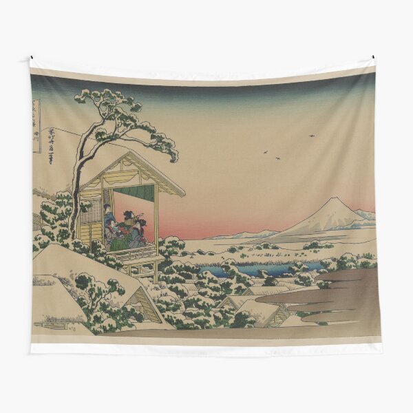 Teahouse at Koishikawa - Japanese pre 1915 Woodblock Print Tapestry