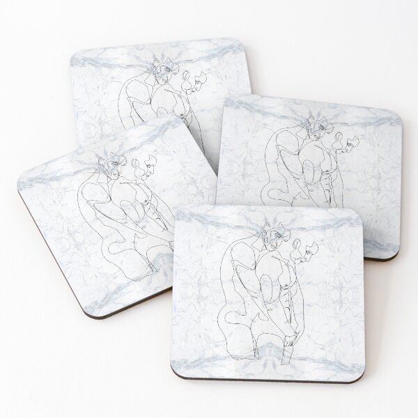 Artikelvorschau, Black White Gay Couple Silhouette Continuous Line Drawing on Marble Texture Pattern  entworfen und verkauft von LaceySkies.