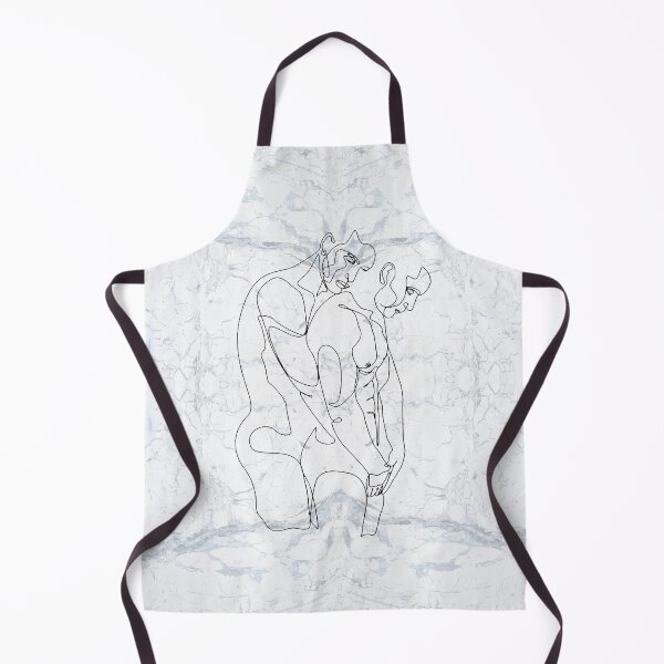 Item preview, Black White Gay Couple Silhouette Continuous Line Drawing on Marble Texture Pattern designed and sold by LaceySkies.