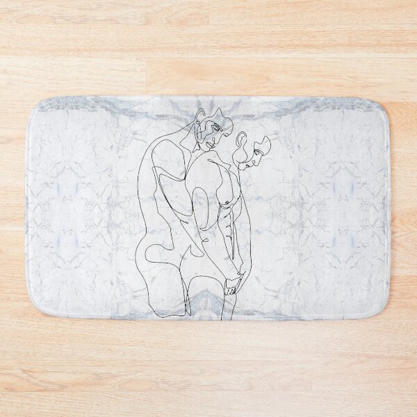 Artikelvorschau, Black White Gay Couple Silhouette Continuous Line Drawing on Marble Texture Pattern entworfen und verkauft von LaceySkies.