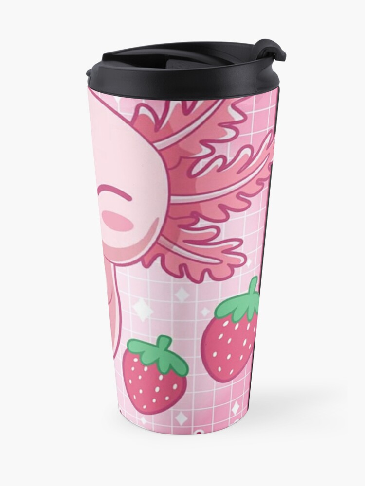 Pink Axolotl Drinking Strawberry Milk Salamander Drinking Pink Milkshake Kawaii Axolotl 