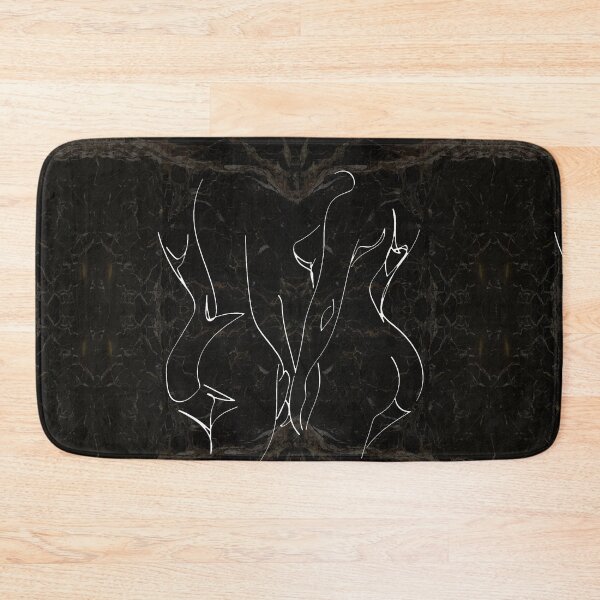 Item preview, Black Gold White Lesbian Couple Silhouette Continuous Line Drawing on Marble Texture Pattern  designed and sold by LaceySkies.