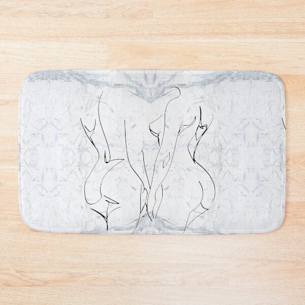 Item preview, White Black Lesbian Couple Silhouette Continuous Line Drawing on Marble Texture Pattern  designed and sold by LaceySkies.