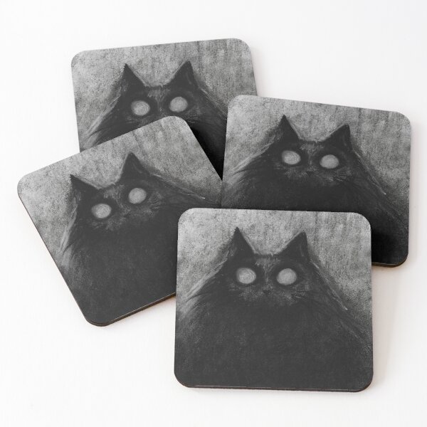 Item preview, Bright eyes - creepy cat art in charcoal  designed and sold by Katie Beardmore.