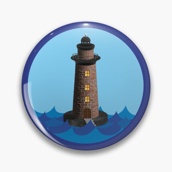 Item preview, 3d illustration of a lighthouse in the middle of the sea inside a circle designed and sold by Martapp.