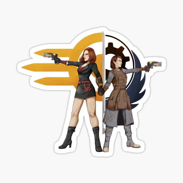 Item preview, Beth & Odessa (Hero Pose with Faction Logos) designed and sold by Once Upon a Wasteland.