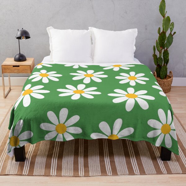 Item preview, White Daisies on Vintage Green Seamless Pattern Print designed and sold by ClaudiaFlores.