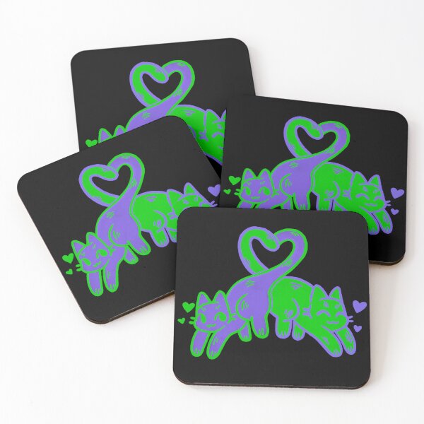 Item preview, Green and purple love cats designed and sold by PeachieCenzie.