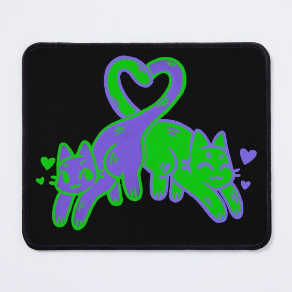 Item preview, Green and purple love cats designed and sold by PeachieCenzie.