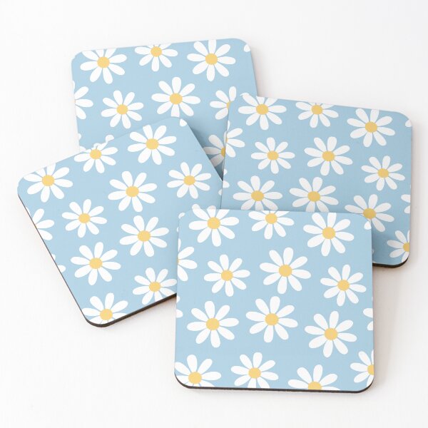 Item preview, White Daisies on Vintage Pale Blue Seamless Pattern Print designed and sold by ClaudiaFlores.