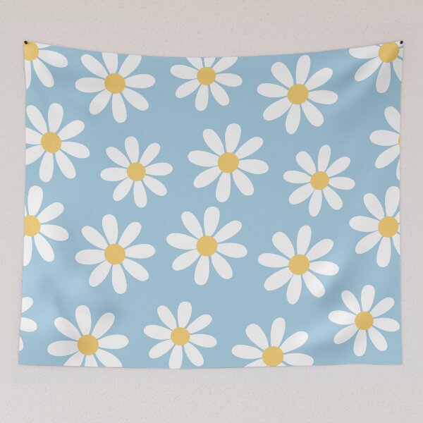 Item preview, White Daisies on Vintage Pale Blue Seamless Pattern Print designed and sold by ClaudiaFlores.