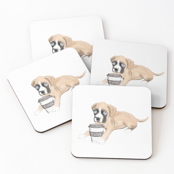 Item preview, Boxer Dog With Cup Of Coffee designed and sold by NikkiBear67.