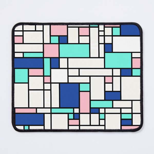 Item preview, Piet Mondrian Abstract Pop Art 1960s Pale Sea Blue Dark Blue Pink Rectangles designed and sold by Draculaura2009.