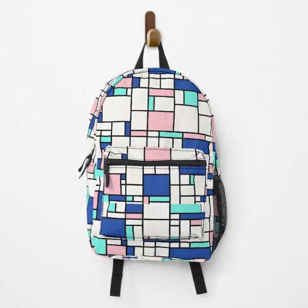 Item preview, Piet Mondrian Abstract Pop Art 1960s Pale Sea Blue Dark Blue Pink Rectangles designed and sold by Draculaura2009.