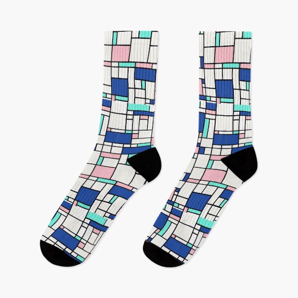 Item preview, Piet Mondrian Abstract Pop Art 1960s Pale Sea Blue Dark Blue Pink Rectangles designed and sold by Draculaura2009.