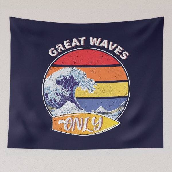 Item preview, Great waves only, design with surfboard for surfers, kanagawa wave designed and sold by BeCoolArt.