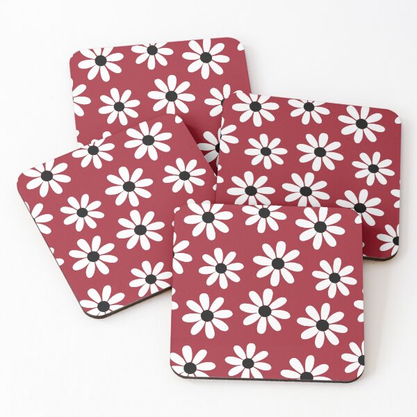 Item preview, Vintage Daisies on Crimson Red Seamless Pattern Print designed and sold by ClaudiaFlores.