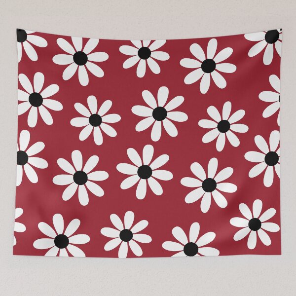 Item preview, Vintage Daisies on Crimson Red Seamless Pattern Print designed and sold by ClaudiaFlores.