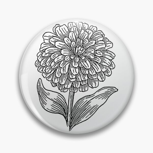 Item preview, Vintage Zinnia flower Sketch Painting designed and sold by JoyforU.