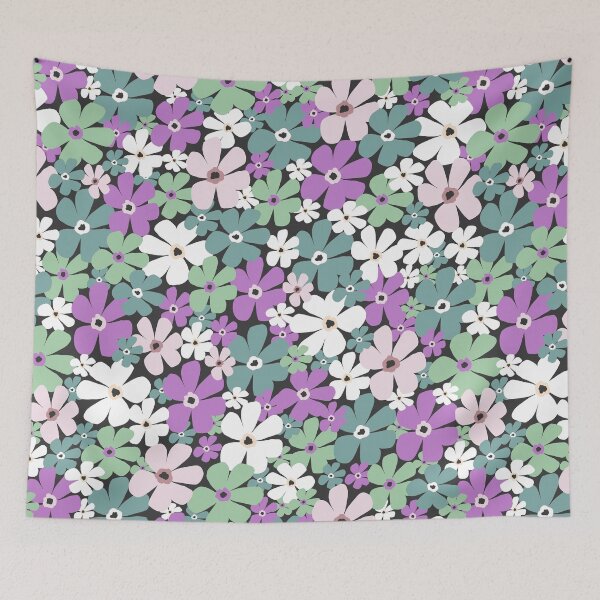 Item preview, Groovy Daisies - Green Purple designed and sold by KBurnsArt.
