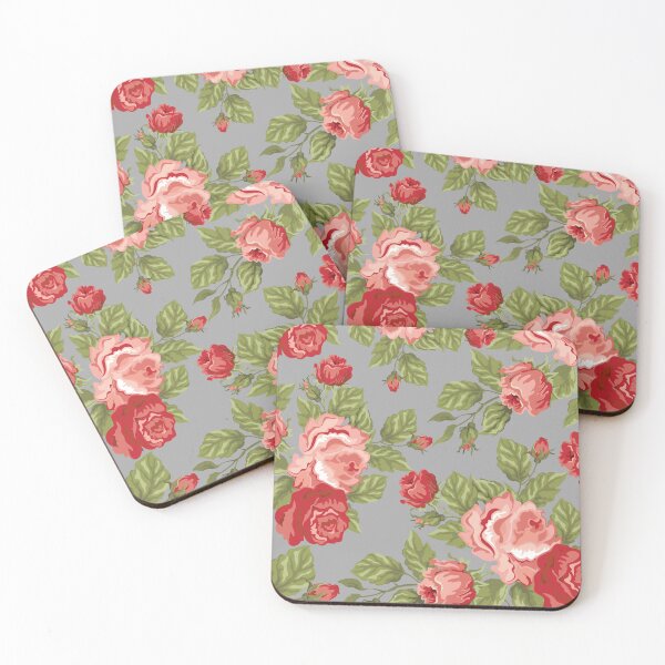 Item preview, Vintage Rose Flower And Leaves Pattern On Grey designed and sold by GraphicsClub.