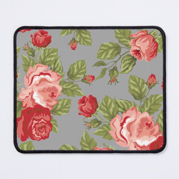 Item preview, Vintage Rose Flower And Leaves Pattern On Grey designed and sold by GraphicsClub.