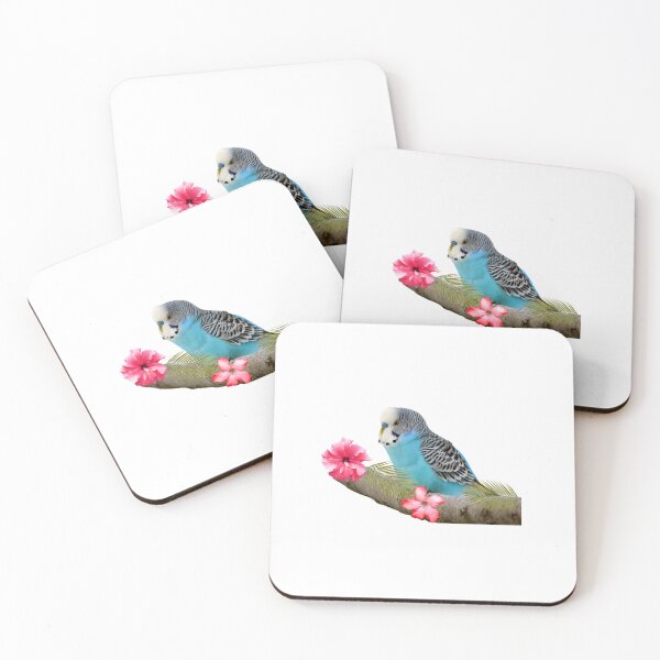 Item preview, Cute Blue Budgie Parakeet with Tropical Flowers designed and sold by silviaol.