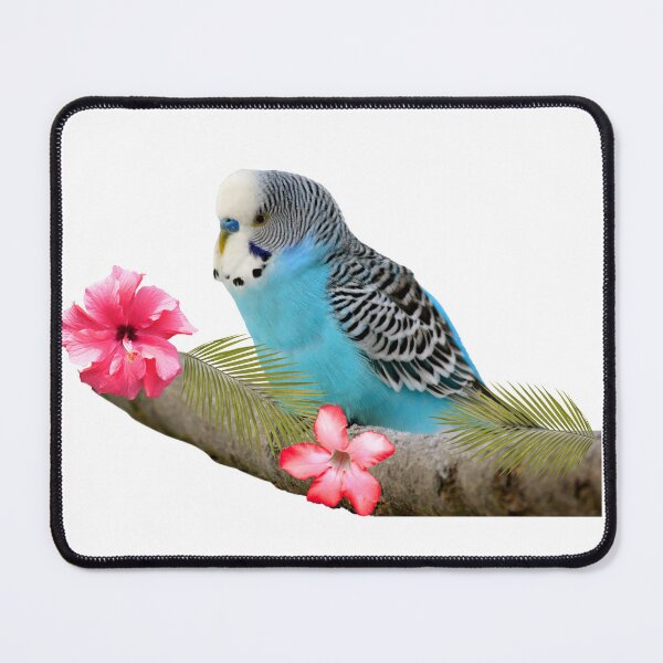 Item preview, Cute Blue Budgie Parakeet with Tropical Flowers designed and sold by silviaol.