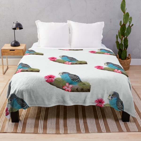 Item preview, Cute Blue Budgie Parakeet with Tropical Flowers designed and sold by silviaol.