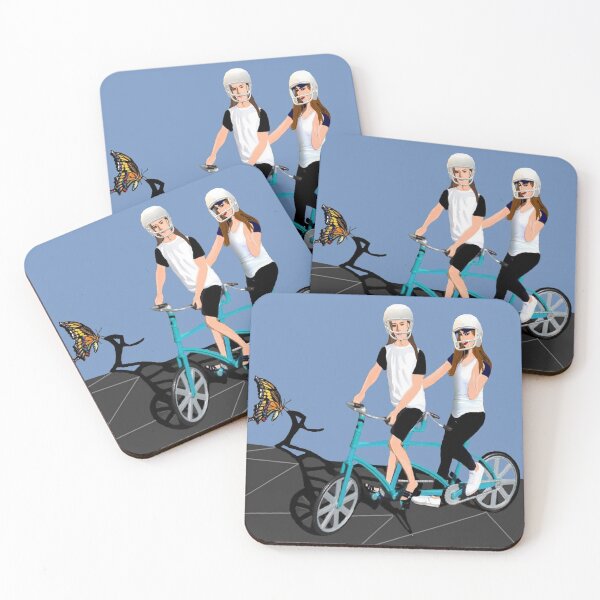 Item preview, Summertime Butterfly On A Bright Sunny Day Sisters Ride Bicycles With Safety Helmet designed and sold by Dolieart.