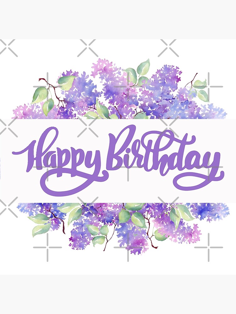 Happy Birthday Purple Watercolor Lilac Flowers | Greeting Card