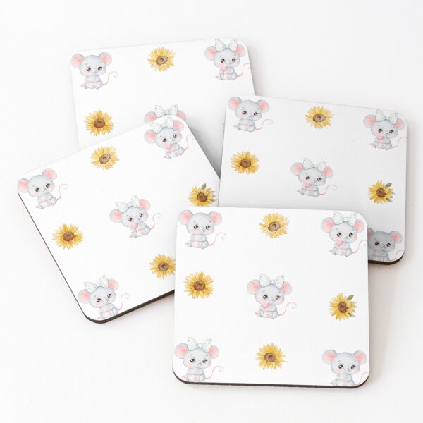 Item preview, Cute Watercolor Baby Mouse and Sunflowers designed and sold by silviaol.