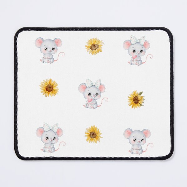 Item preview, Cute Watercolor Baby Mouse and Sunflowers designed and sold by silviaol.