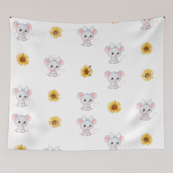 Item preview, Cute Watercolor Baby Mouse and Sunflowers designed and sold by silviaol.
