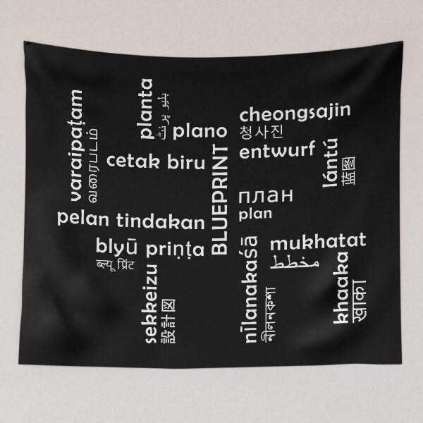 Item preview, Doodlings - Blueprint in multi-language white print - VBK - VisionsByKaren designed and sold by VisionsByKaren.