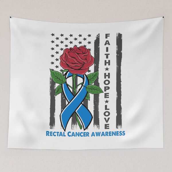 Item preview, Faith Hope Love Rectal Cancer Awareness American Flag designed and sold by Kohend.