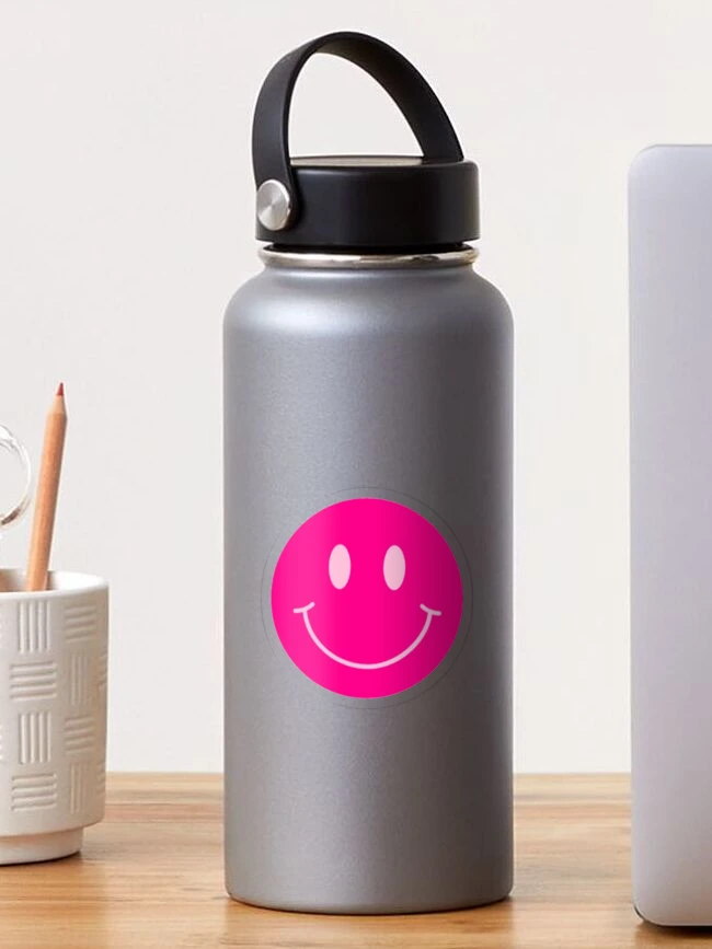 Large Pink and Red Vsco Smiley Face Pattern - Preppy Aesthetic Water Bottle  by Aesthetic Wall Decor by SB Designs